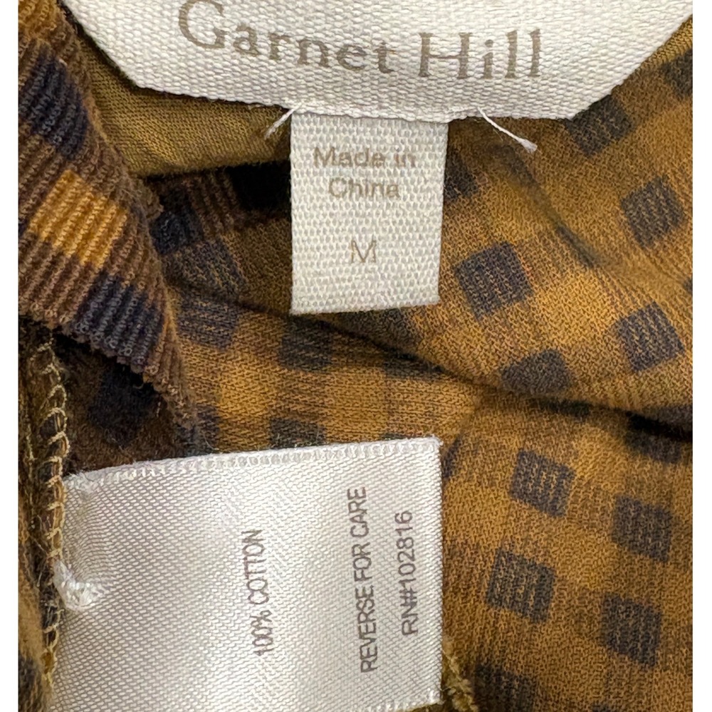 Garnet Hill Daphne Corduroy Dress Brown Check Plaid Gingham Ruffle Mock Neck M - Picture 10 of 11